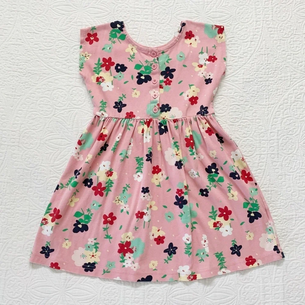 Hanna Andersson 100% Cotton Play‎ Dress, Pink Floral (130cm)
